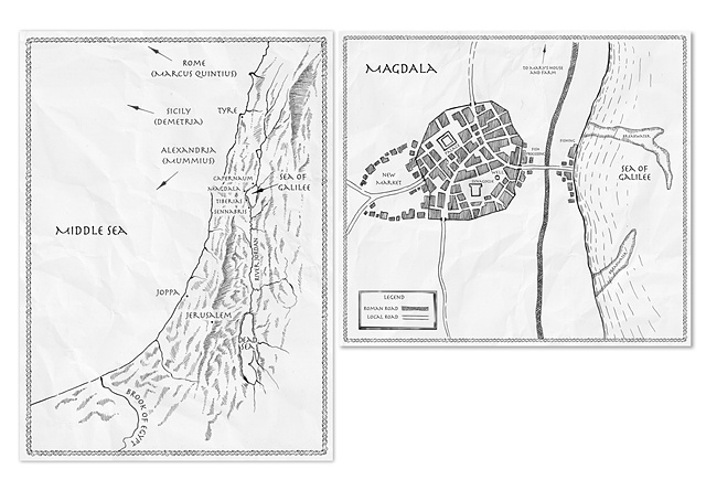 Hand-drawn maps for book "Disciple" by Susan Little