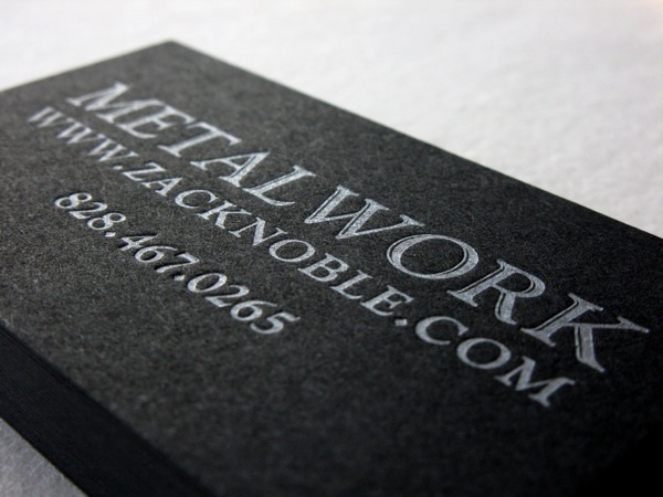 custom letterpress business card silver black handmade huldra press marianne dages 