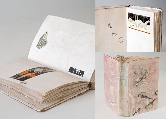 one of a kind, hardcover, book, case, sketchbook, journal, notebook, vintage paper, ephemera, marianne dages, huldra press