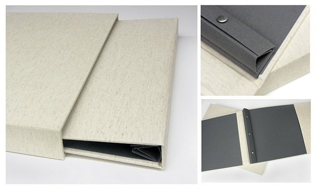 custom, book, portfolio, photography, photographer, art, bookbinding, book, marianne dages, huldra press bookcloth, screw post