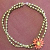 olive pearls & rustic coral flower