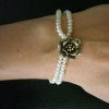 two strand gray pearls with thai silver flower bracelet