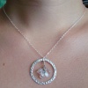 moonstone cluster w hammered circle necklace