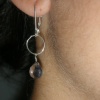 grey quartz w/ sterling silver circle