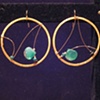 chalcedony, emerald, onyx & gold hoops