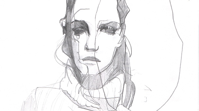 Fragmented Girl Drawing