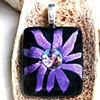PURPLE FLOWER Fused Dichroic Glass Pendant