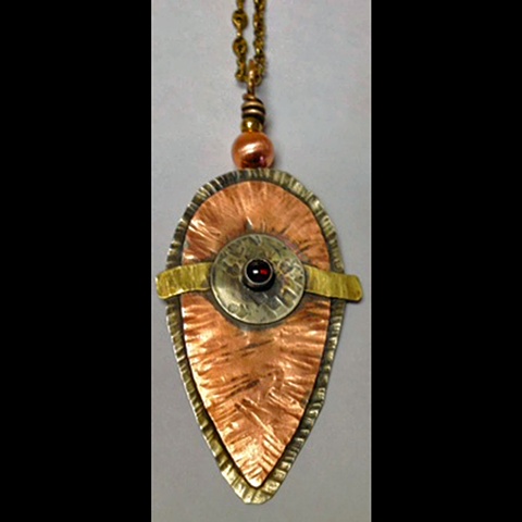 Mixed Metals Pendant with Garnet