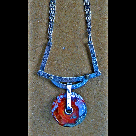 Silver Core Glass Bead on Sterling Necklace