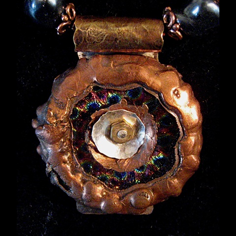 SOLDered and cold connected silver, copper and brass necklace