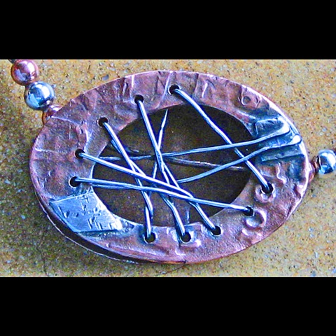 Copper Clay, Silver Wire Weaving, Box Pendant
