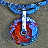 Riveted River Stone Glass Bead Necklace