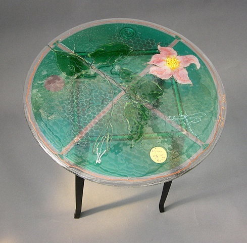 Three Lilies Glass Table