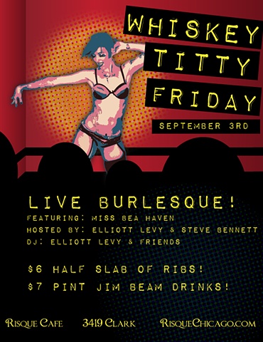 Tattooed burlesque dancer in an Andy Warhol style