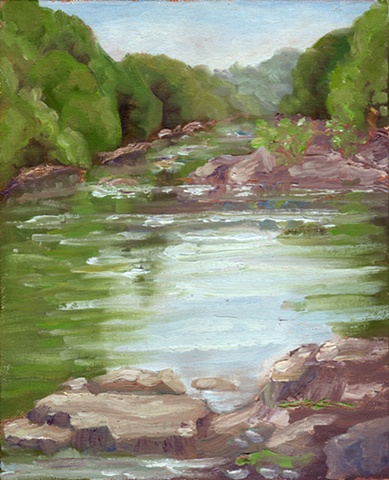 plein air oil painting at fletcher's cove on the potomac river