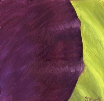 small oil painting study of purple iris flower