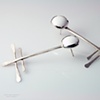 Forged Sterling Silver and Enamel Stationary Linear Earrings