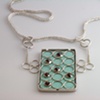 Enamel, Garnet and Sterling Silver Pendant on Etruscan Chain