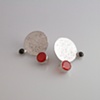 Carnelian, Black Spinel and Sterling Post Earrings