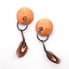 Speckled Enameled Earrings With Natural Feathers