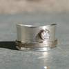 Wide Wedding Band with Vintage Diamond