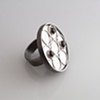 Enamel, Black Spinel and Sterling Circle Ring