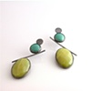 Minty Earrings with Enamel and Stone