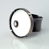 Enameled Titanium White Copper & Topaz Ring, Set in Sterling Silver