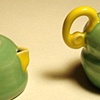 Three Miniature Turquiose Teapots