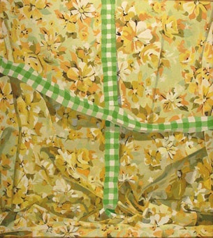 green grid and floral bed sheet