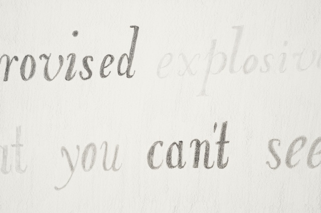 text drawing detail view by artist Joe Hardesty
