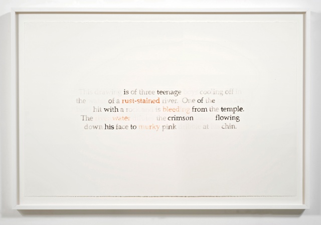 text watercolor drawing "Three Boys" by artist Joe Hardesty