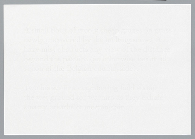 text pencil drawing "Belgian Countryside" by artist Joe Hardesty