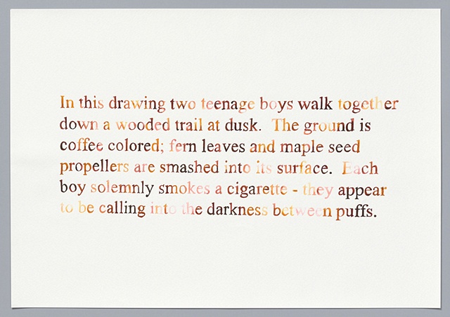 text watercolor drawing "Two Boys (watercolor version)" by artist Joe Hardesty
