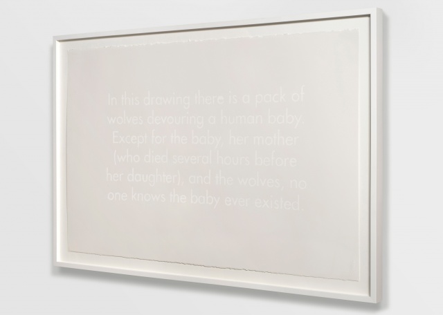 Text gouache drawing "white wolves" by artist Joe Hardesty