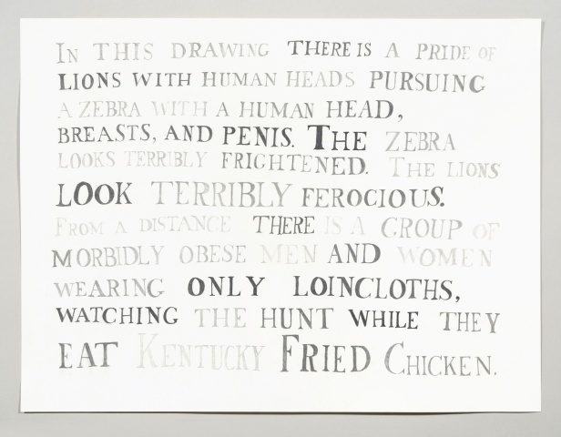 text pencil drawing "Lions" by artist Joe Hardesty
