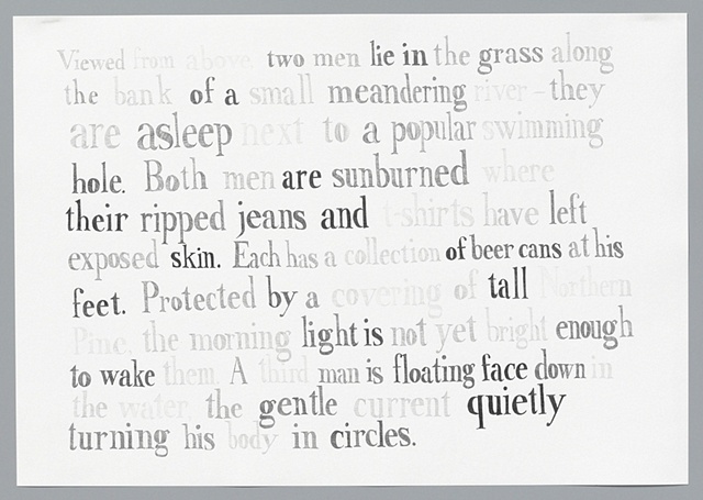 text pencil drawing "Sunburned Pool" by artist Joe Hardesty