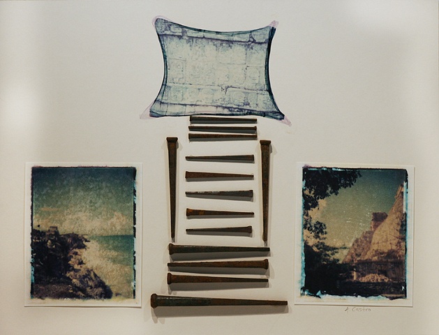 Yucatan Ruins polaroid emulsion lift