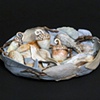 Blue Leaf bowl with acorns and pods