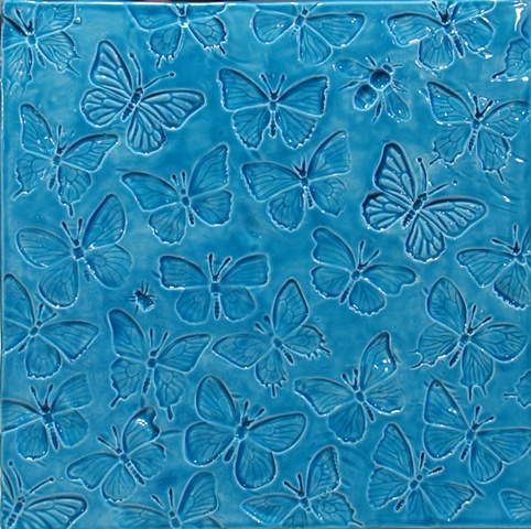 SOLD Blue Butterflies 12"x12"