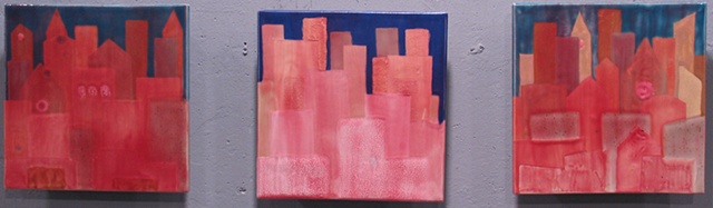 SOLD Sunset Cities - 3 8"x8" tiles