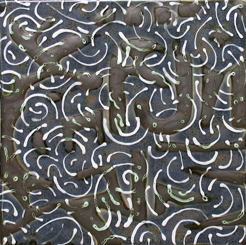 SOLD Fish Hooks, 8"x8" tile