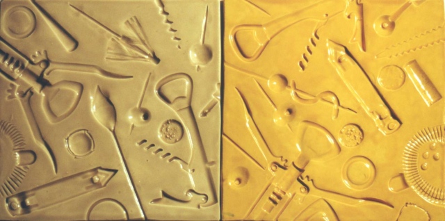 Bar Tools 8"sq -parchment & yellow 