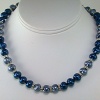 Blue and Grey Swirl Pearls with Crystal Rondells