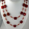 Indian Red Murano Glass with Pearl & Crystal