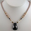 Jet Cubic Zirconia and Powder Almond Swarovski Pearls