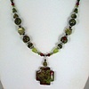 Dragon Jasper Cross with Labradorite & Garnet