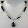 Jet Cubic Zirconia Pendant  with Pearls