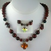 Mahoganey Obsidian & Swarovski Crystal Cross