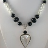 Mother of Pearl Pendant with Onyx and Glass pearls